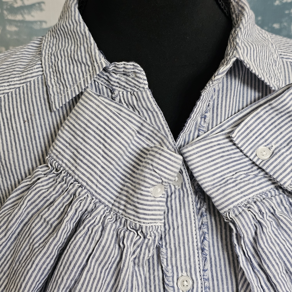 Love Notes Blue and White Striped Button Down Shirt
